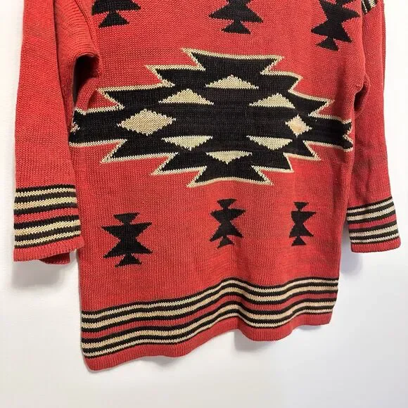 Chaps Ralph Lauren Womens XS Aztec Navajo Southwestern Knit Top Linen Blend Boho - Picture 3 of 6